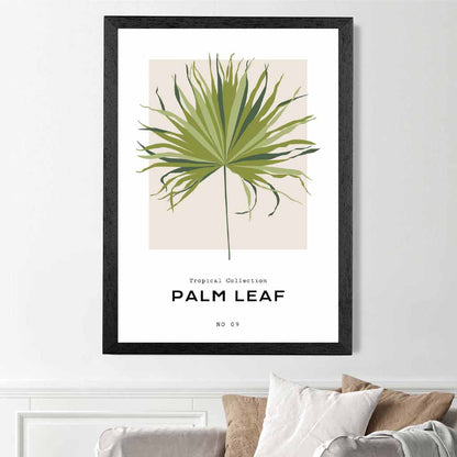 Tropical Floral Green, Beige Palm Leaf Art Print | Wall Art Plaza UK