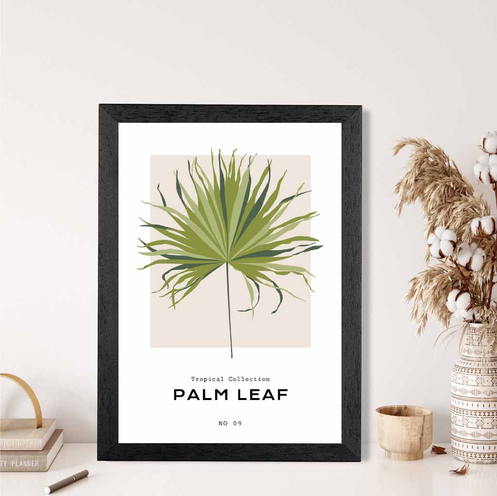 Tropical Floral Green, Beige Palm Leaf Art Print | Wall Art Plaza UK