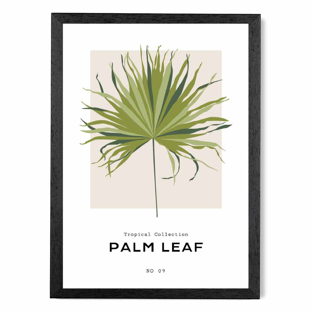 Tropical Floral Green, Beige Palm Leaf Art Print | Wall Art Plaza UK