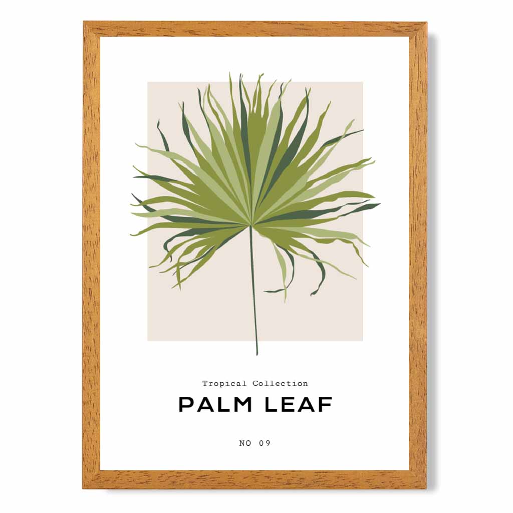 Tropical Floral Green, Beige Palm Leaf Art Print | Wall Art Plaza UK