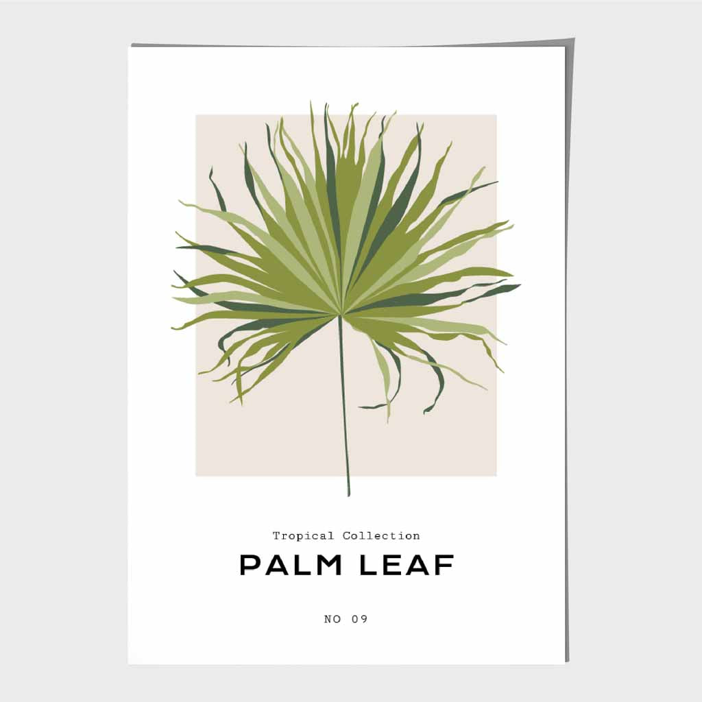 Tropical Floral Green, Beige Palm Leaf Art Print | Wall Art Plaza UK