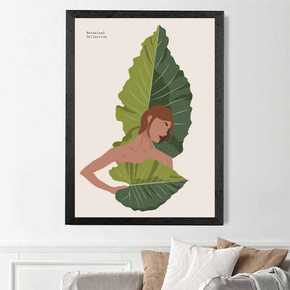 Modern Art Green, Beige Botanical Burlesque Art Poster | Wall Art Plaza UK