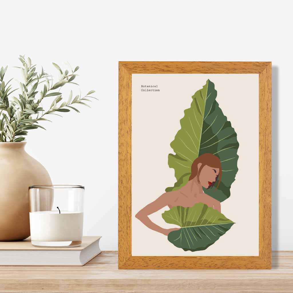 Modern Art Green, Beige Botanical Burlesque Art Poster | Wall Art Plaza UK