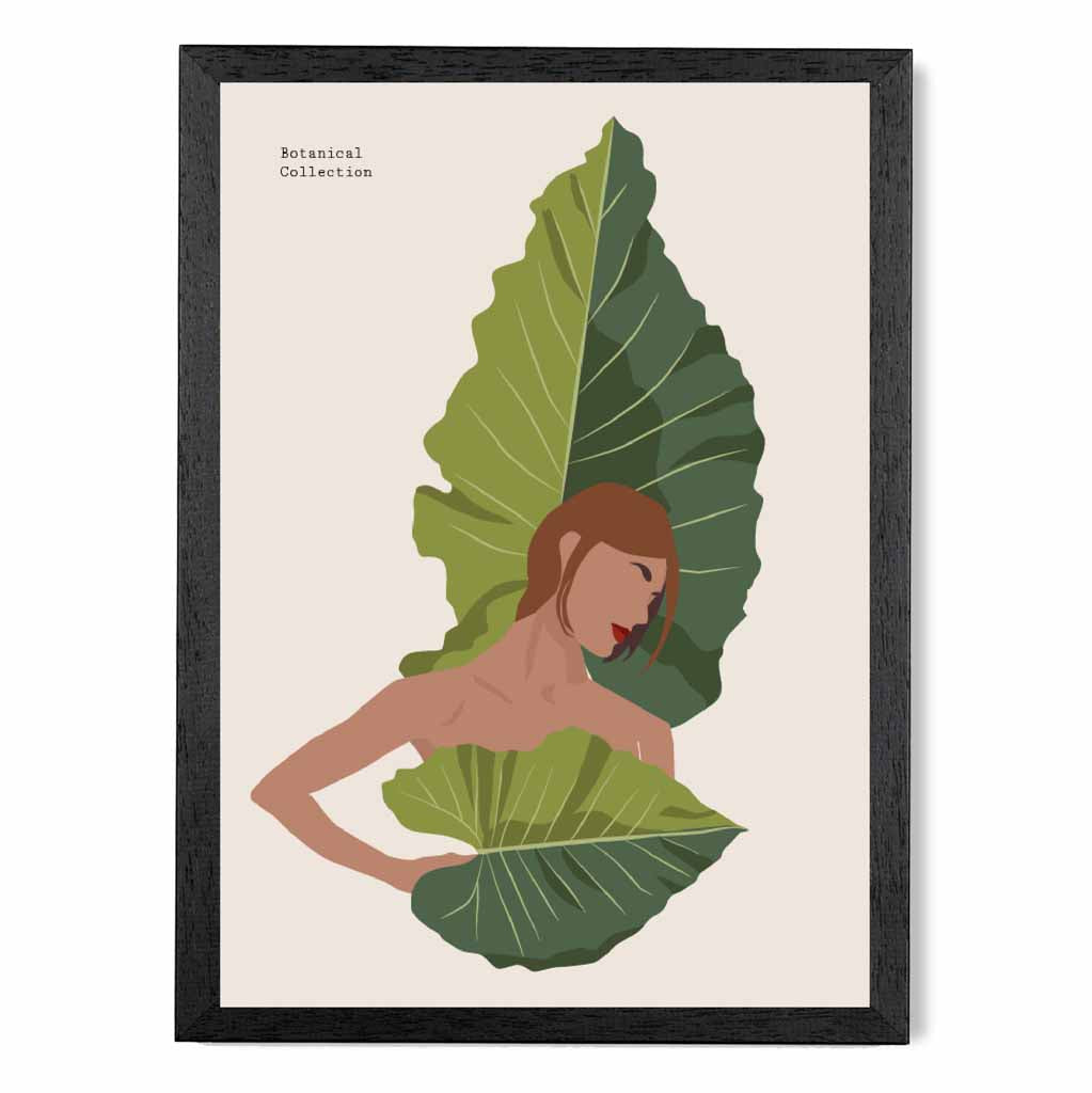 Modern Art Green, Beige Botanical Burlesque Art Poster | Wall Art Plaza UK