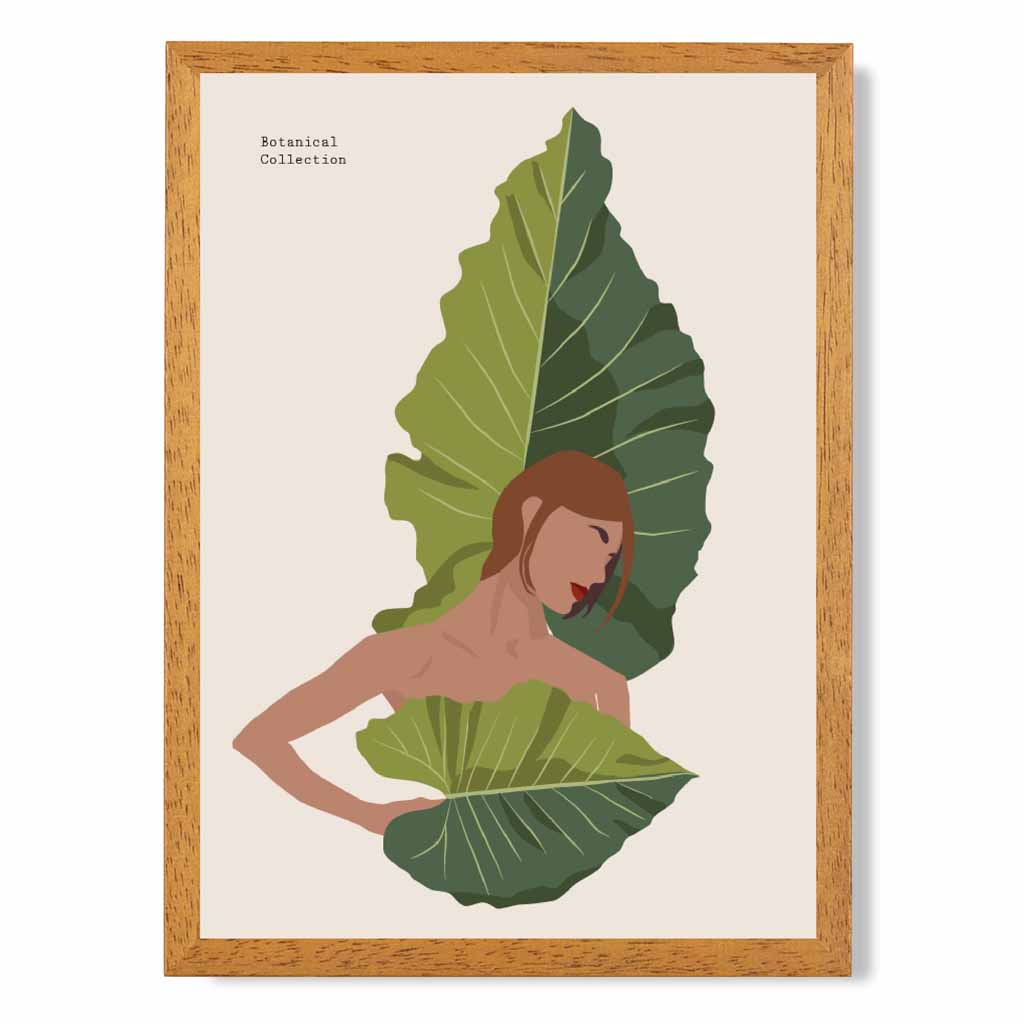 Modern Art Green, Beige Botanical Burlesque Art Poster | Wall Art Plaza UK