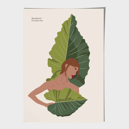 Modern Art Green, Beige Botanical Burlesque Art Poster | Wall Art Plaza UK