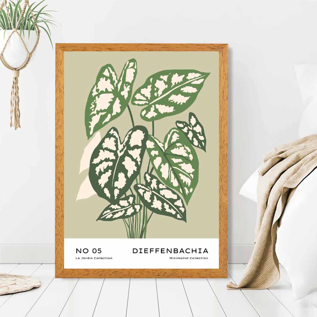 Boho Floral Green,  Cane Plant Art Poster | Wall Art Plaza UK