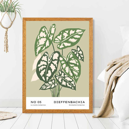 Boho Floral Green,  Cane Plant Art Poster | Wall Art Plaza UK