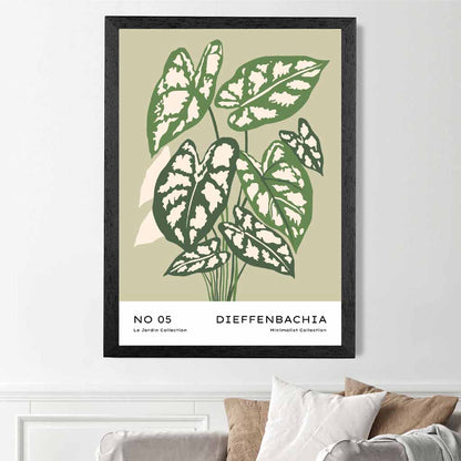 Boho Floral Green,  Cane Plant Art Poster | Wall Art Plaza UK