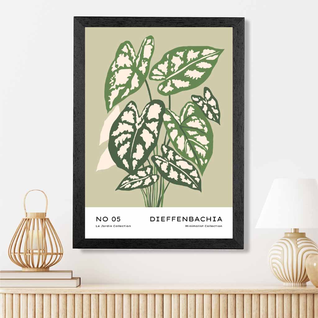 Boho Floral Green,  Cane Plant Art Poster | Wall Art Plaza UK