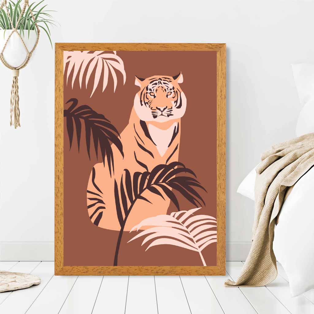 Modern Art Brown, Orange Tiger Palms Art Print | Wall Art Plaza UK