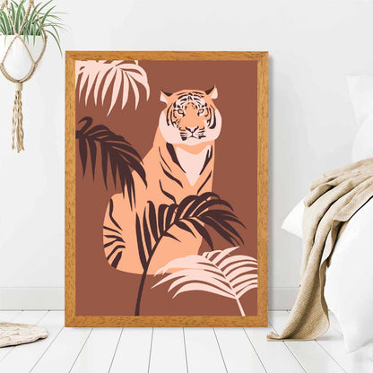 Modern Art Brown, Orange Tiger Palms Art Print | Wall Art Plaza UK