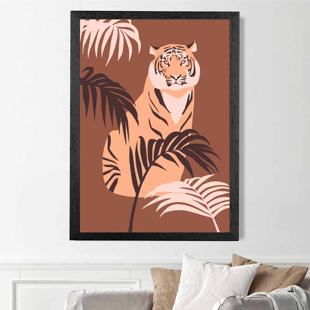 Modern Art Brown, Orange Tiger Palms Art Print | Wall Art Plaza UK