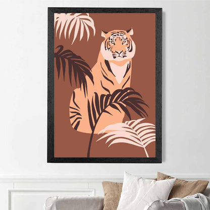 Modern Art Brown, Orange Tiger Palms Art Print | Wall Art Plaza UK