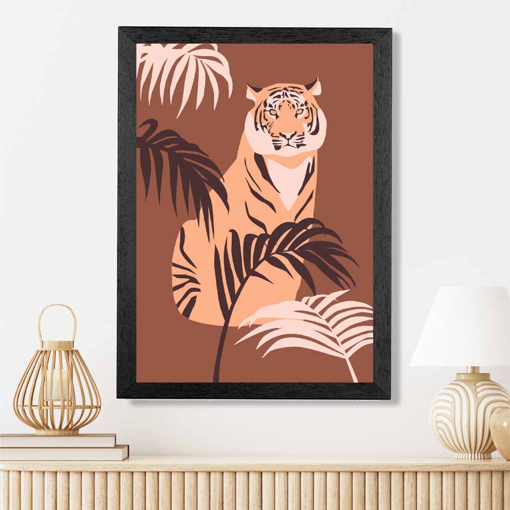 Modern Art Brown, Orange Tiger Palms Art Print | Wall Art Plaza UK