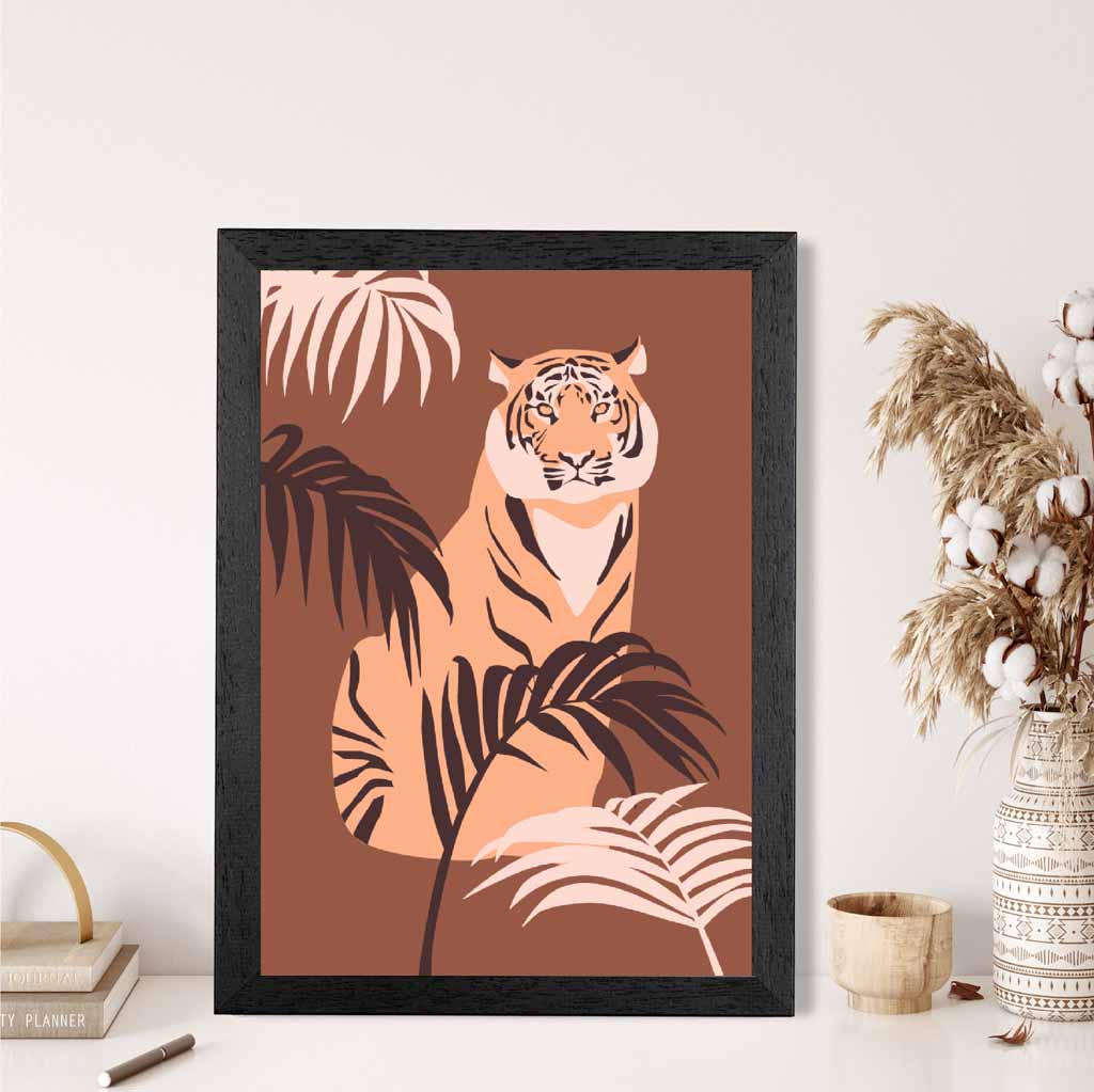 Modern Art Brown, Orange Tiger Palms Art Print | Wall Art Plaza UK