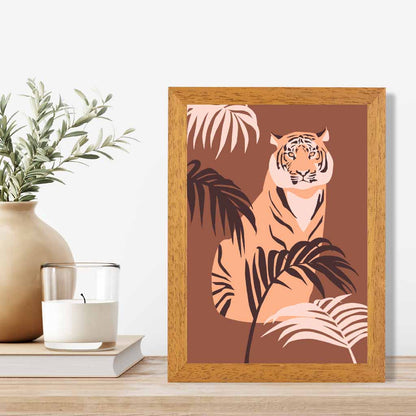 Modern Art Brown, Orange Tiger Palms Art Print | Wall Art Plaza UK