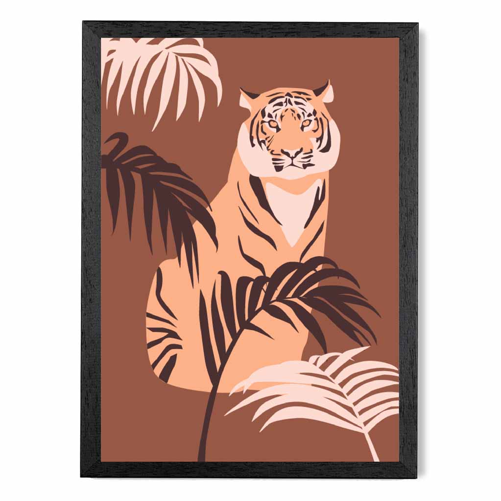 Modern Art Brown, Orange Tiger Palms Art Print | Wall Art Plaza UK