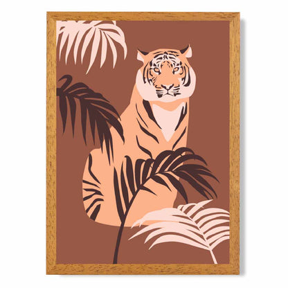 Modern Art Brown, Orange Tiger Palms Art Print | Wall Art Plaza UK