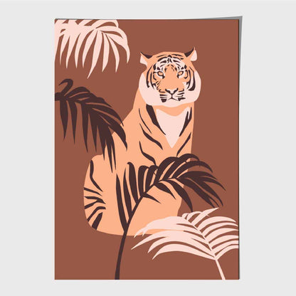 Modern Art Brown, Orange Tiger Palms Art Print | Wall Art Plaza UK