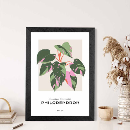 Boho Floral Green, Pink Philodendron Art Poster | Wall Art Plaza UK