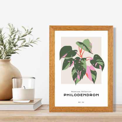 Boho Floral Green, Pink Philodendron Art Poster | Wall Art Plaza UK