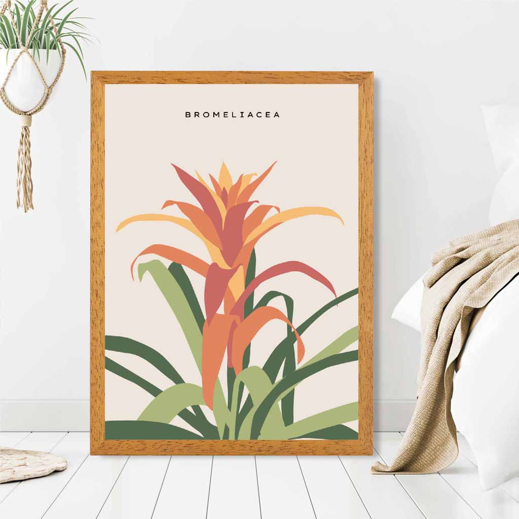 Minimal Orange, Green Pineapple Plant Art Poster | Wall Art Plaza UK