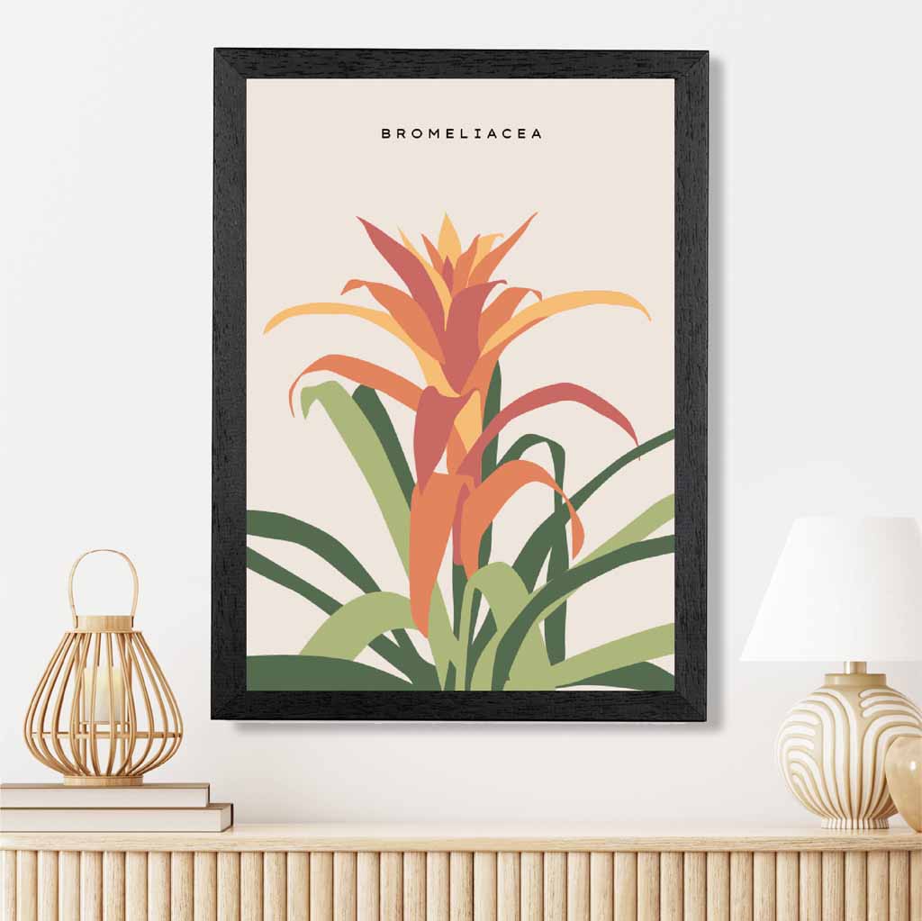 Minimal Orange, Green Pineapple Plant Art Poster | Wall Art Plaza UK