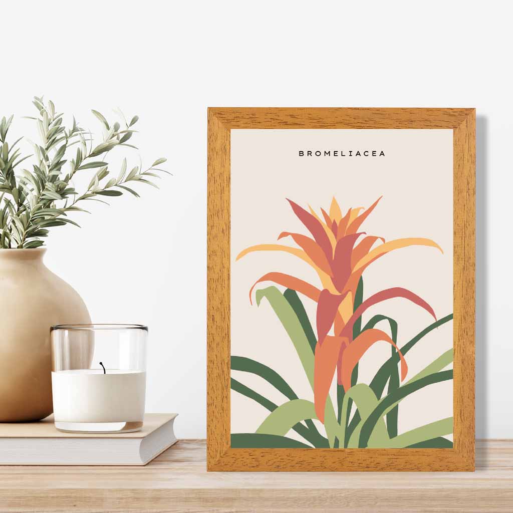 Minimal Orange, Green Pineapple Plant Art Poster | Wall Art Plaza UK