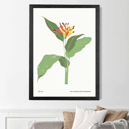 Modern Floral Green, Yellow Parakeet Flower Art Print | Wall Art Plaza UK