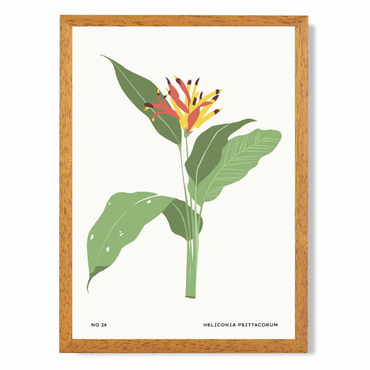 Modern Floral Green, Yellow Parakeet Flower Art Print | Wall Art Plaza UK