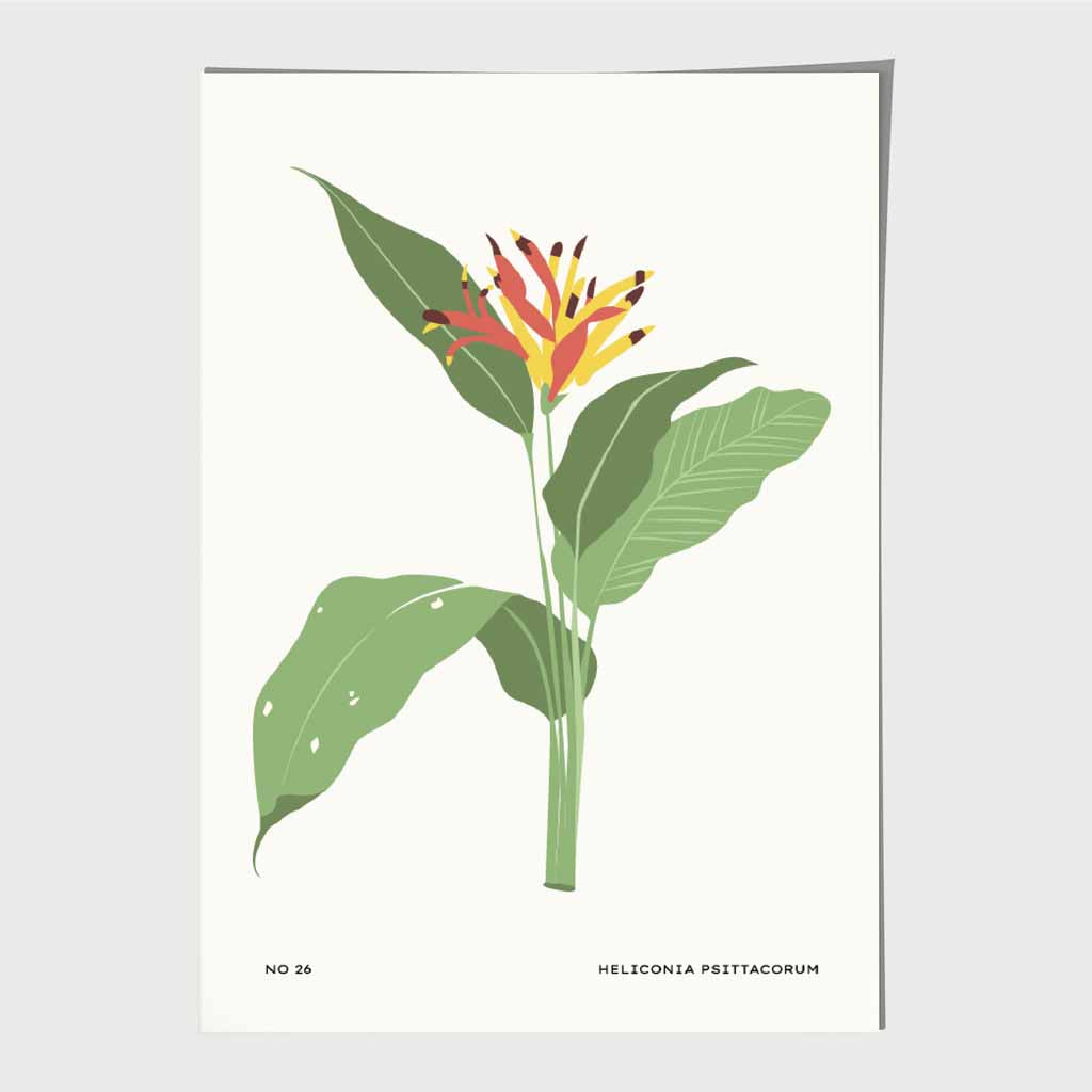 Modern Floral Green, Yellow Parakeet Flower Art Print | Wall Art Plaza UK