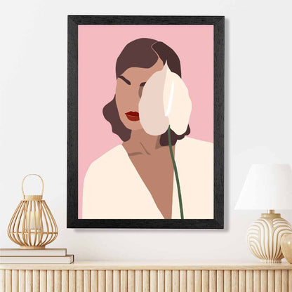 Modern Art Pink, Cream Shy Lilly Art Print | Wall Art Plaza UK