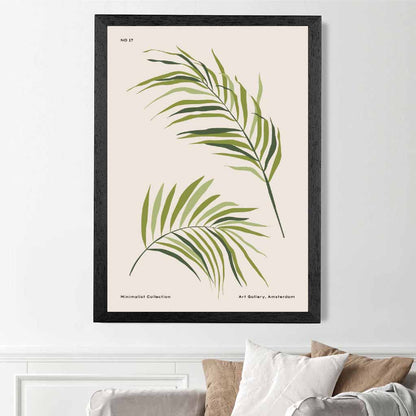 Minimal Beige, Green Palm Leaves Art Print | Wall Art Plaza UK