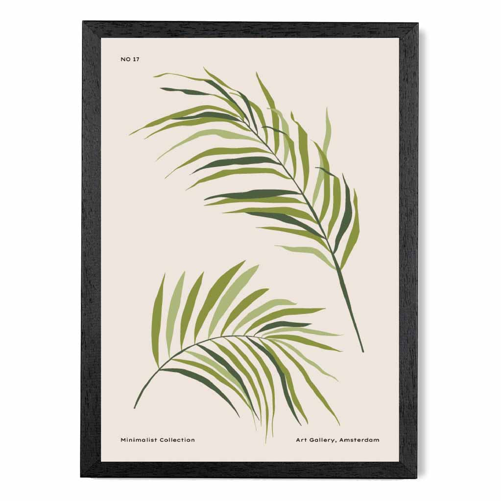 Minimal Beige, Green Palm Leaves Art Print | Wall Art Plaza UK