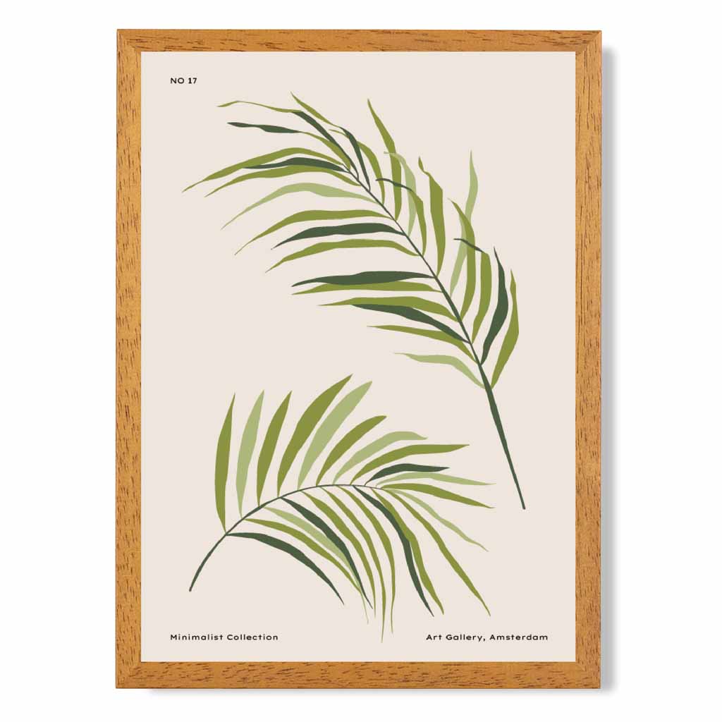 Minimal Beige, Green Palm Leaves Art Print | Wall Art Plaza UK