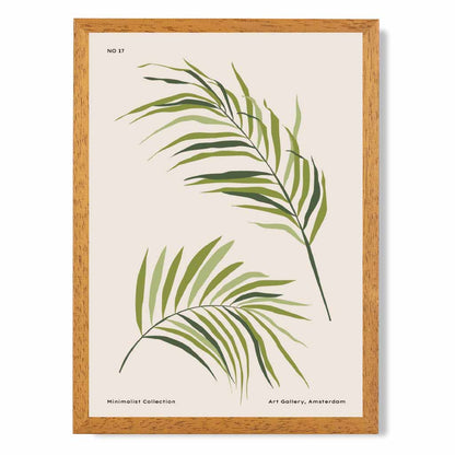 Minimal Beige, Green Palm Leaves Art Print | Wall Art Plaza UK