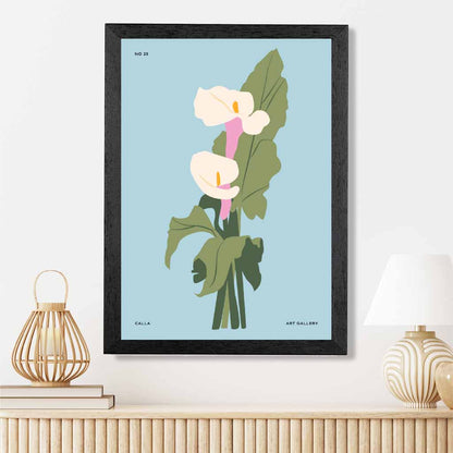 Modern Floral Blue, Green Calla Lilly Art Poster | Wall Art Plaza UK