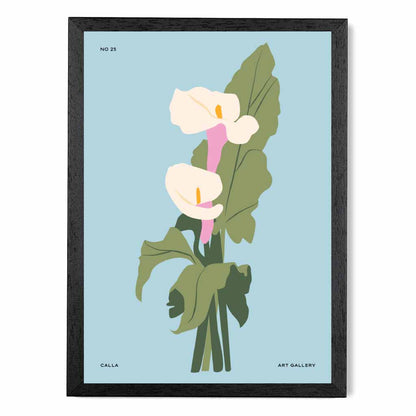 Modern Floral Blue, Green Calla Lilly Art Poster | Wall Art Plaza UK