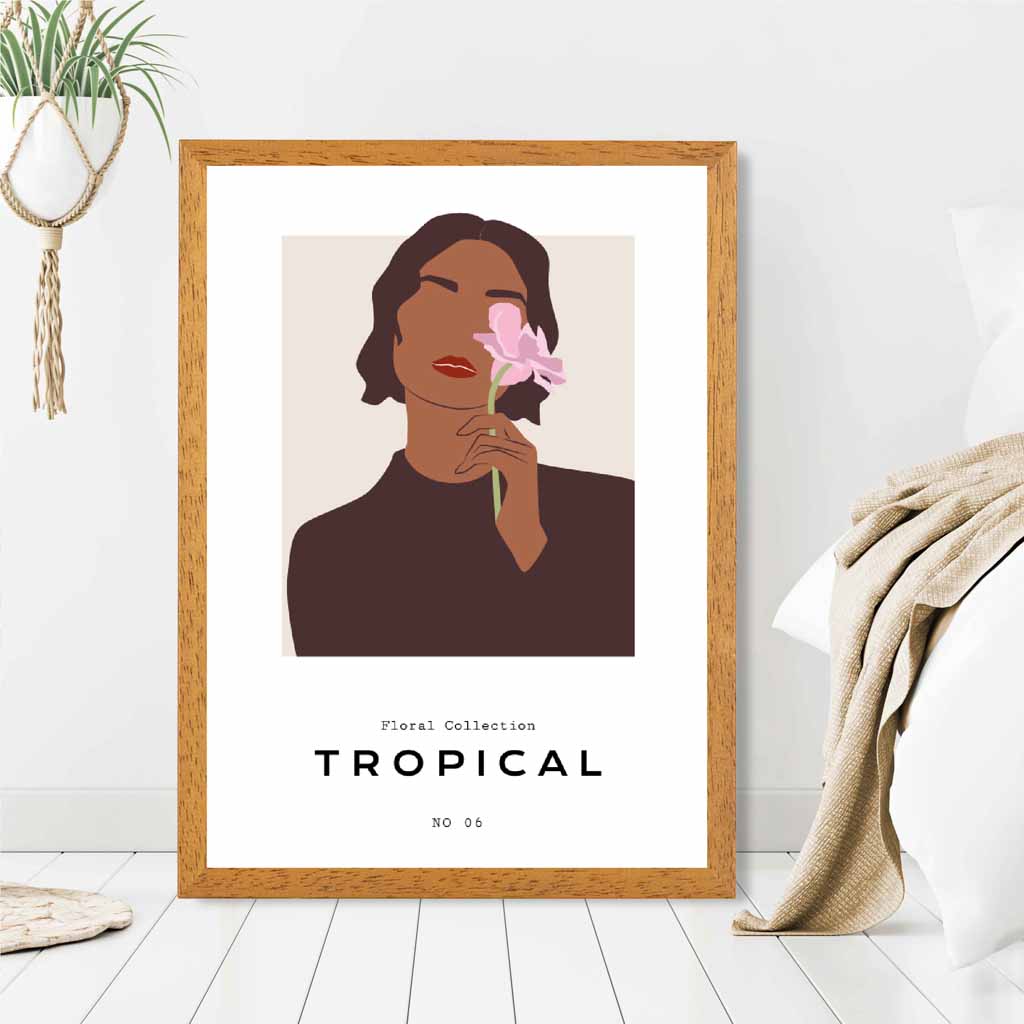 Modern Art Beige, Pink Tropical Tranquility Art Print | Wall Art Plaza UK