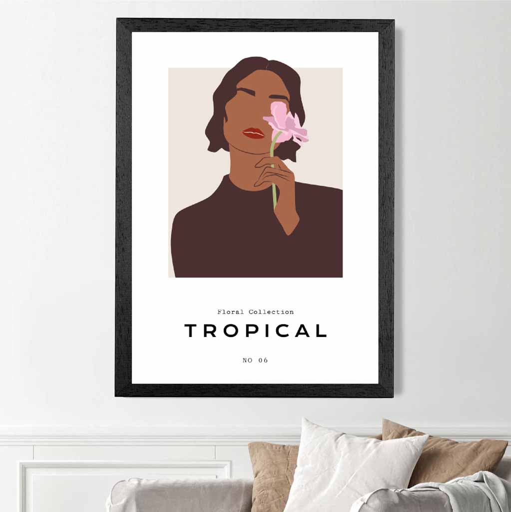 Modern Art Beige, Pink Tropical Tranquility Art Print | Wall Art Plaza UK