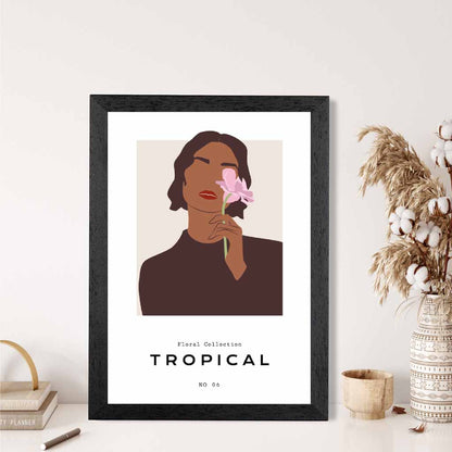 Modern Art Beige, Pink Tropical Tranquility Art Print | Wall Art Plaza UK