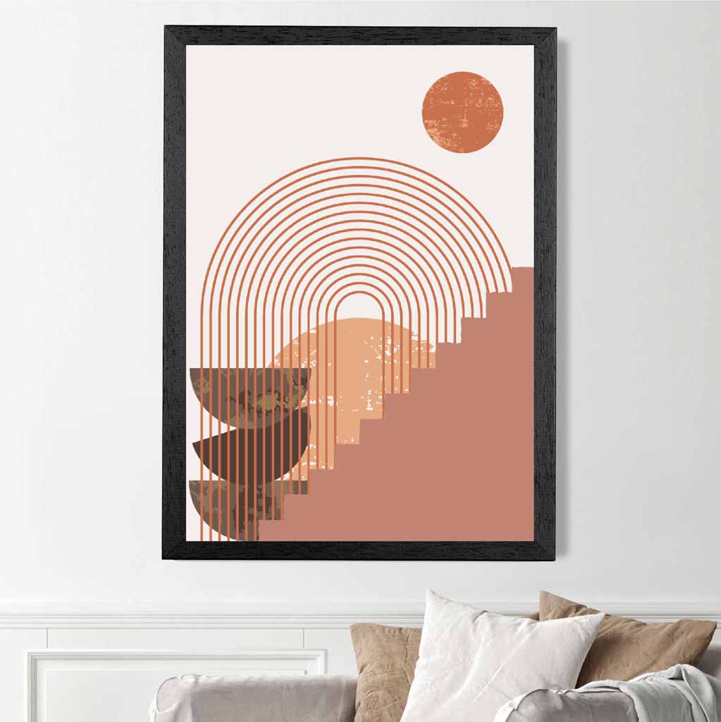 Boho Beige, Pink Geometric Lifestyle Art Poster | Wall Art Plaza