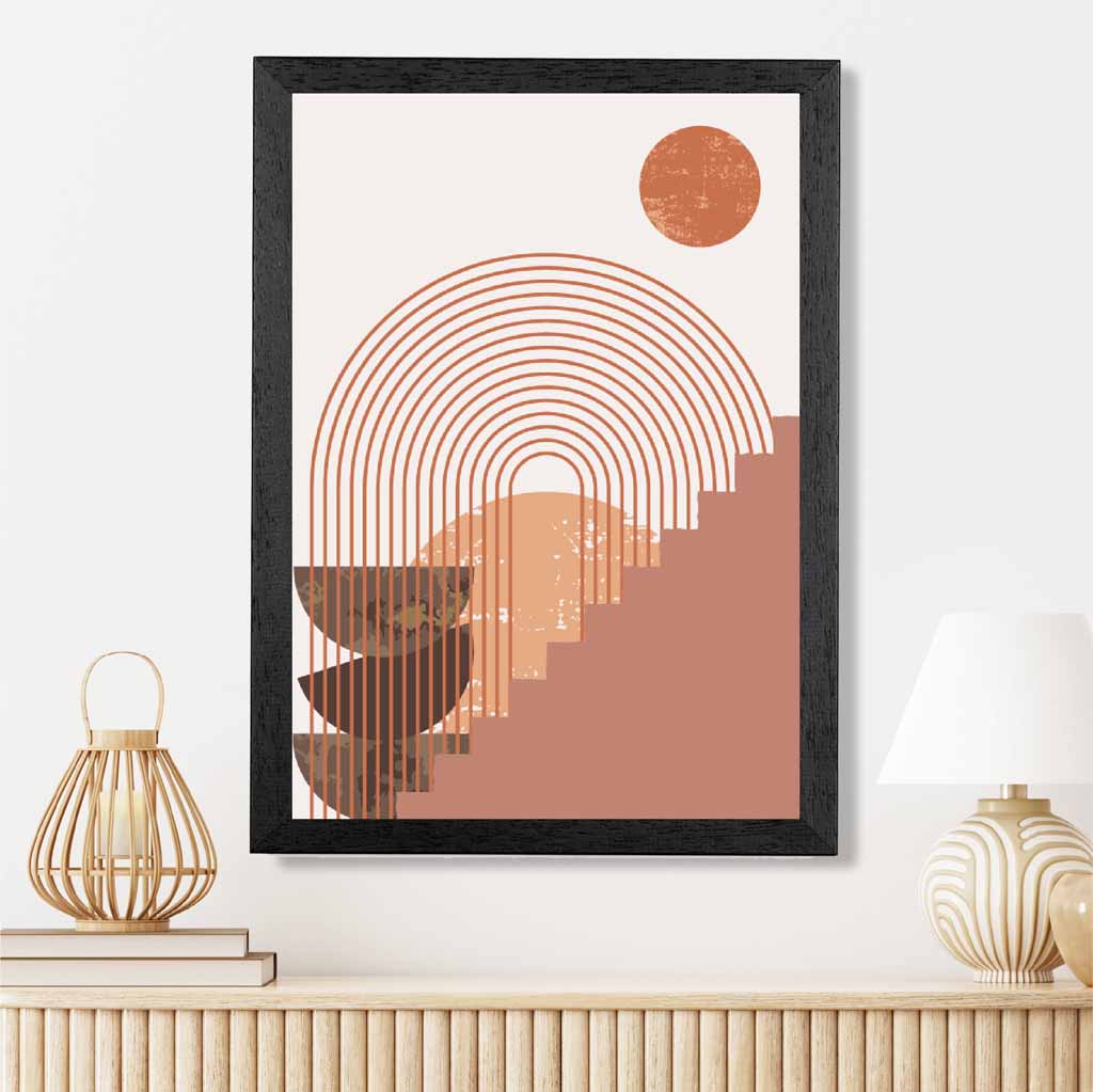 Boho Beige, Pink Geometric Lifestyle Art Poster | Wall Art Plaza