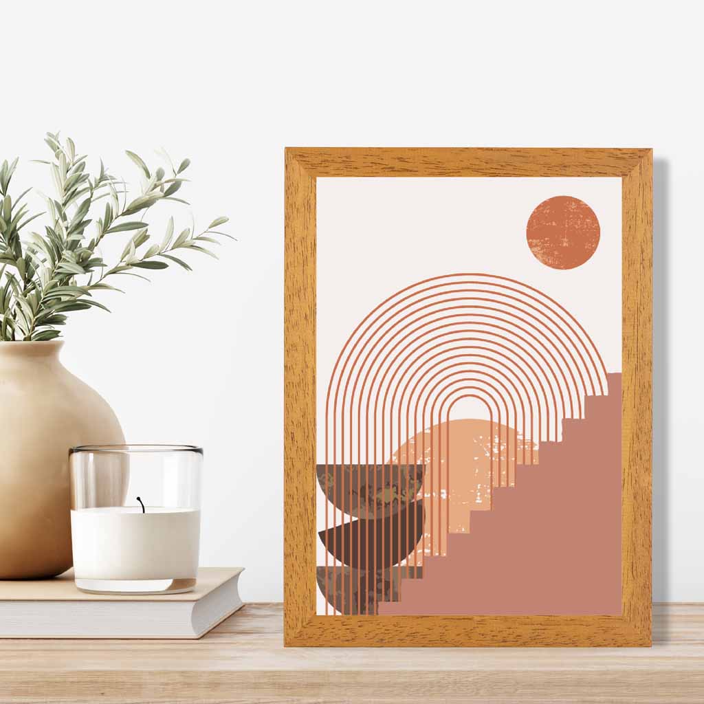 Boho Beige, Pink Geometric Lifestyle Art Poster | Wall Art Plaza