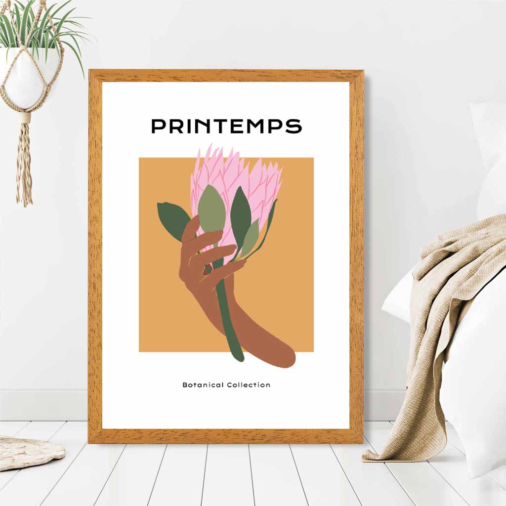 Tropical Spring Yellow, Pink Flower Art Print | Wall Art Plaza UK