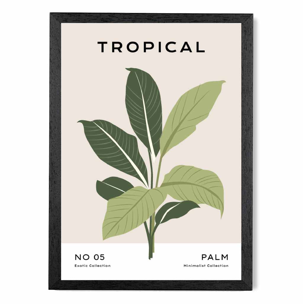 Minimal Tropical Beige, Green Palm Leaves Art Print | Wall Art Plaza UK