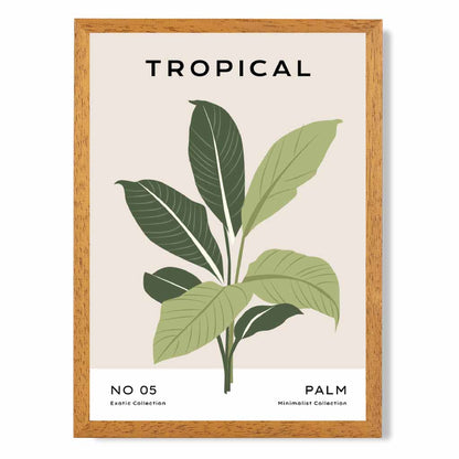 Minimal Tropical Beige, Green Palm Leaves Art Print | Wall Art Plaza UK