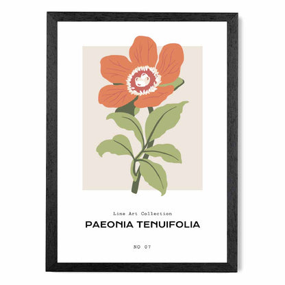 Modern Floral Orange, Green Fernleaf Peony Flower Art Print | Wall Art Plaza UK