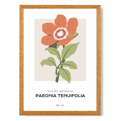 Modern Floral Orange, Green Fernleaf Peony Flower Art Print | Wall Art Plaza UK